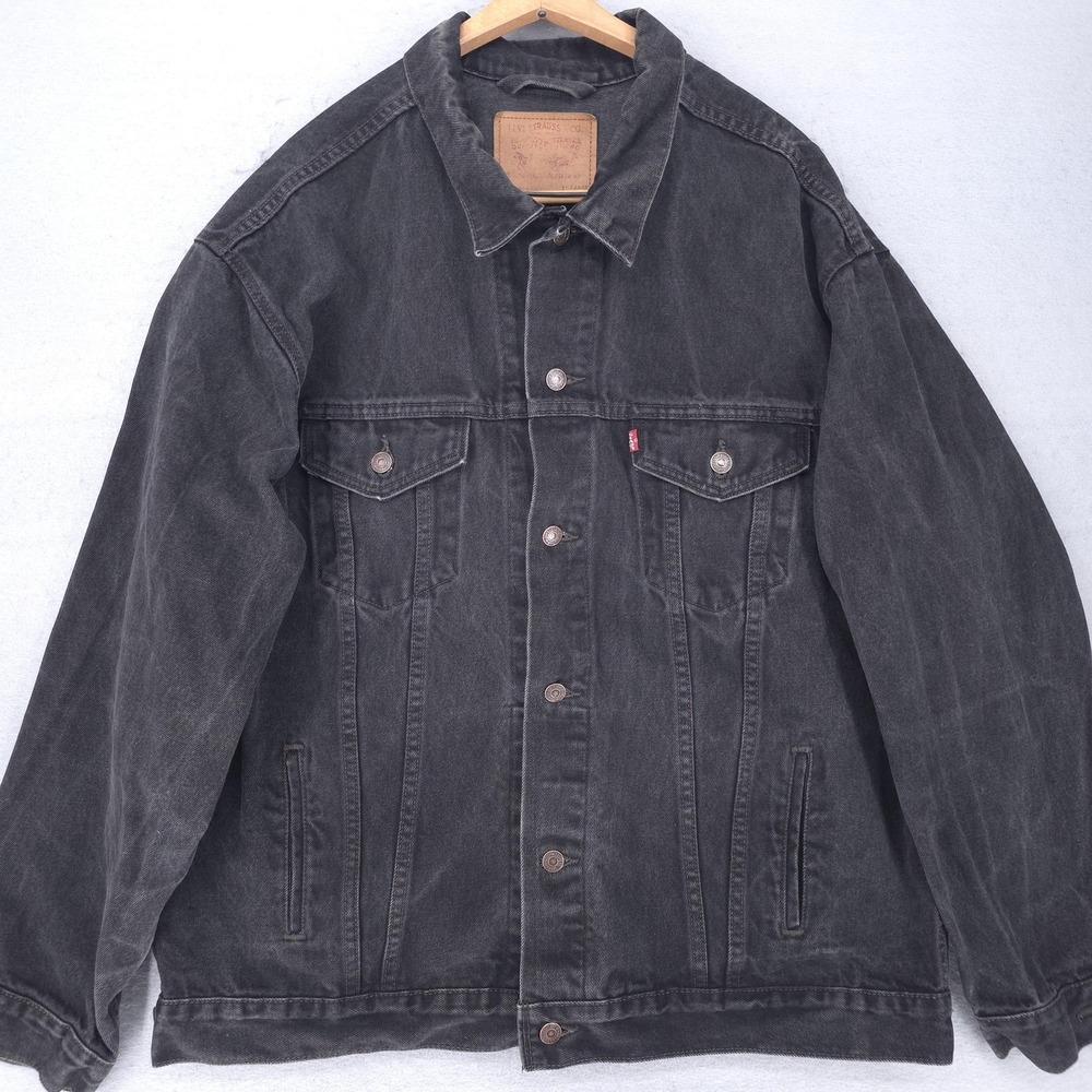 Vintage Levi's Denim Trucker Jacket Mens 2XL Black 70507-4159 Button Up Workwear